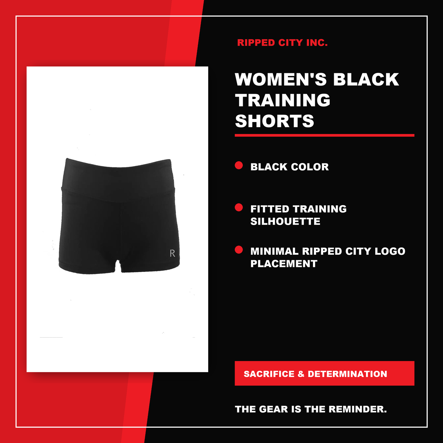 Women's Black Training Shorts product details with current Ripped City product image, available options and verified listing information - Ripped City Inc premium gym apparel