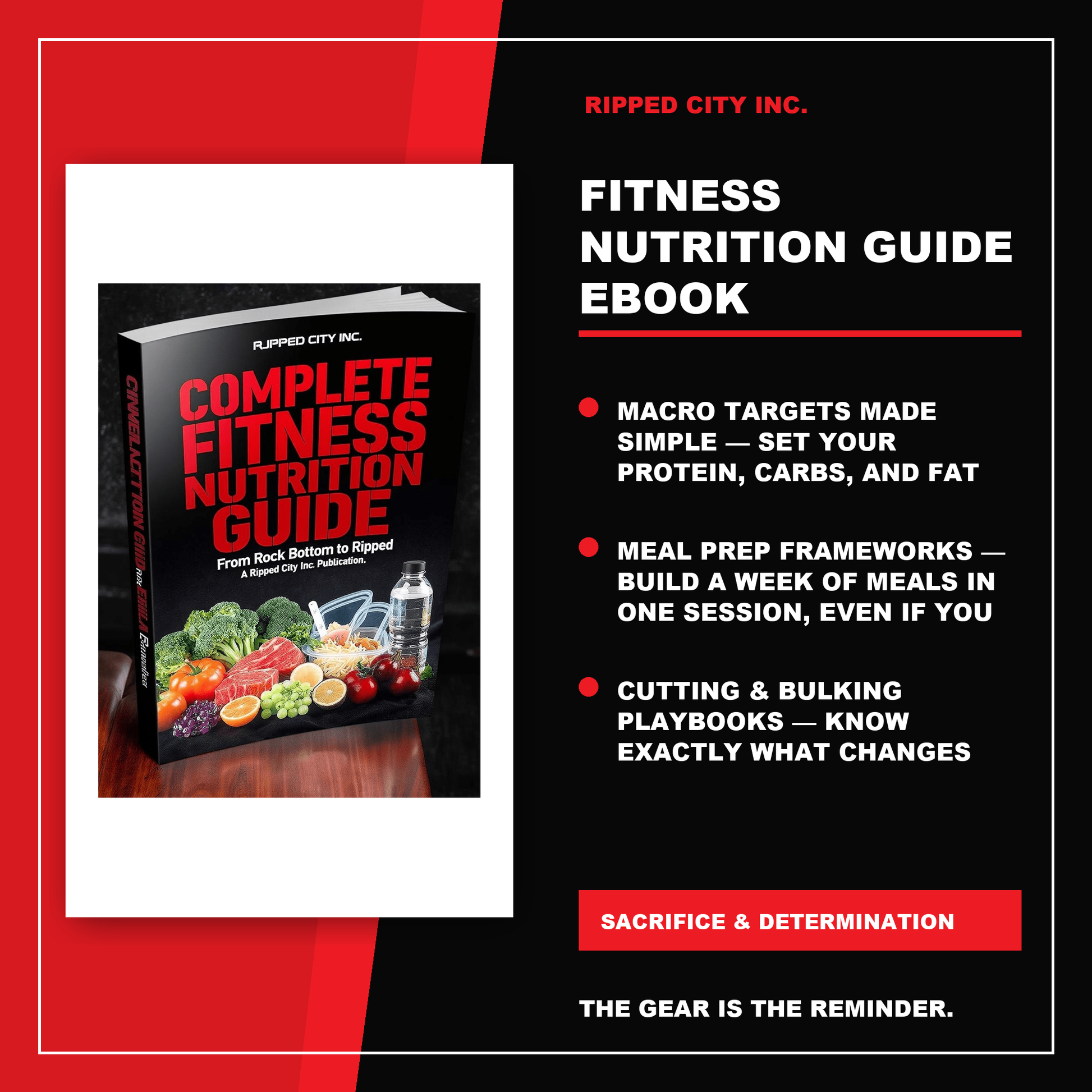 Fitness Nutrition Guide eBook product details with current Ripped City product image, available options and verified listing information - Ripped City Inc premium gym apparel