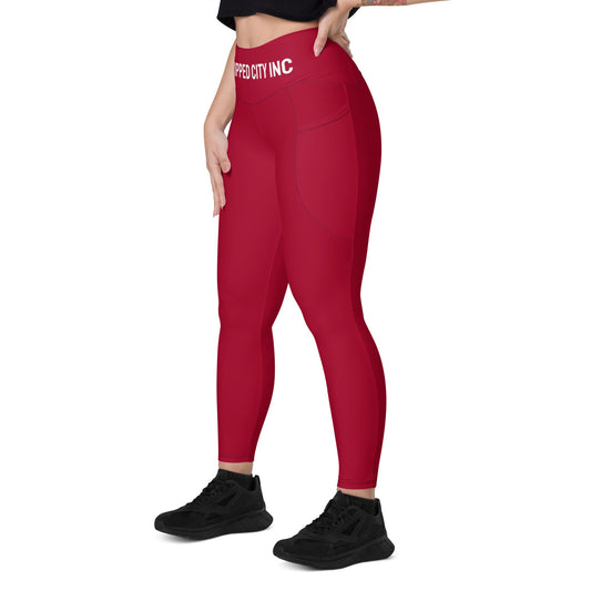 Ripped City Inc women leggings in red - premium gym apparel - Ripped City Inc premium gym apparel