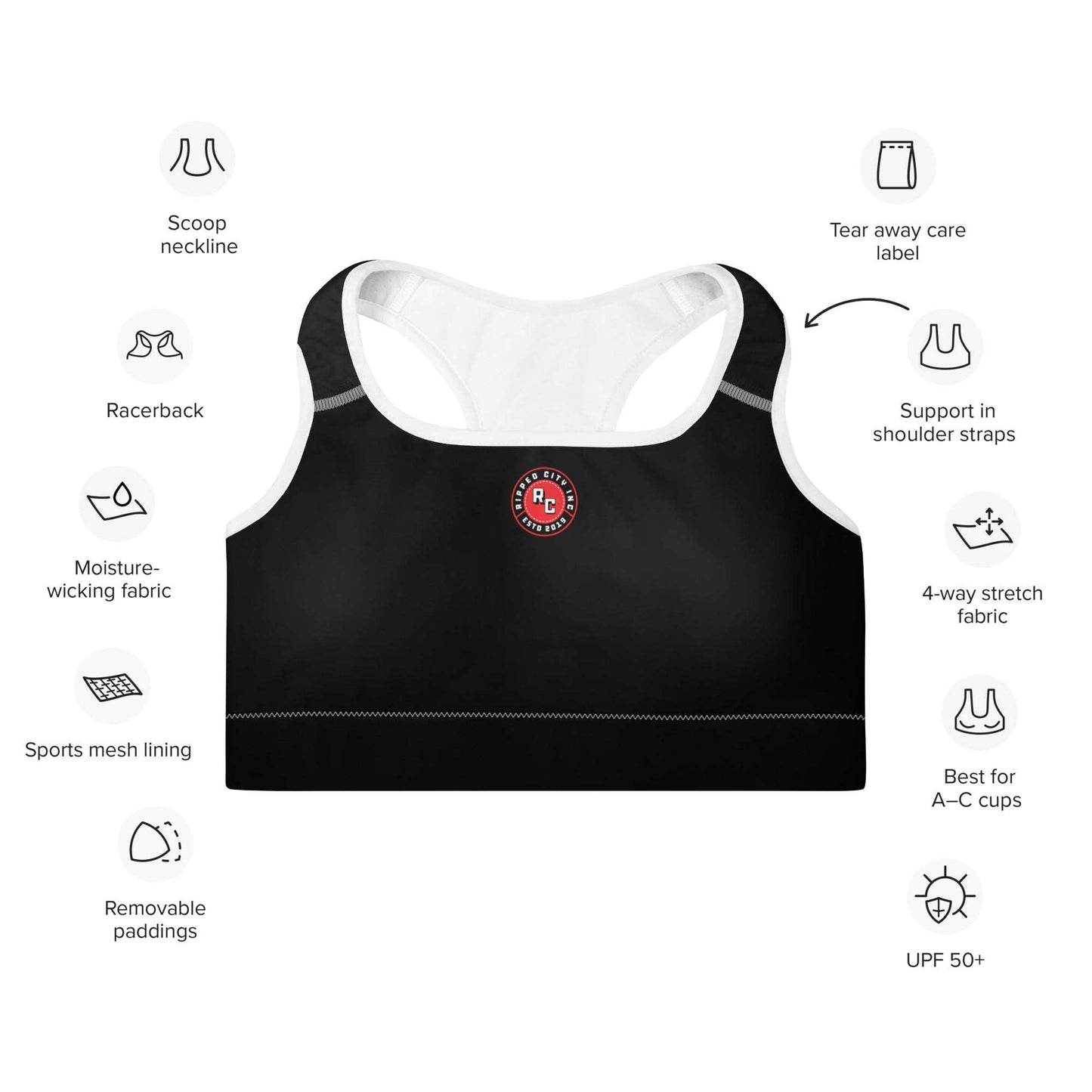Ripped City Inc women sports bra in black - premium gym apparel - Ripped City Inc premium gym apparel