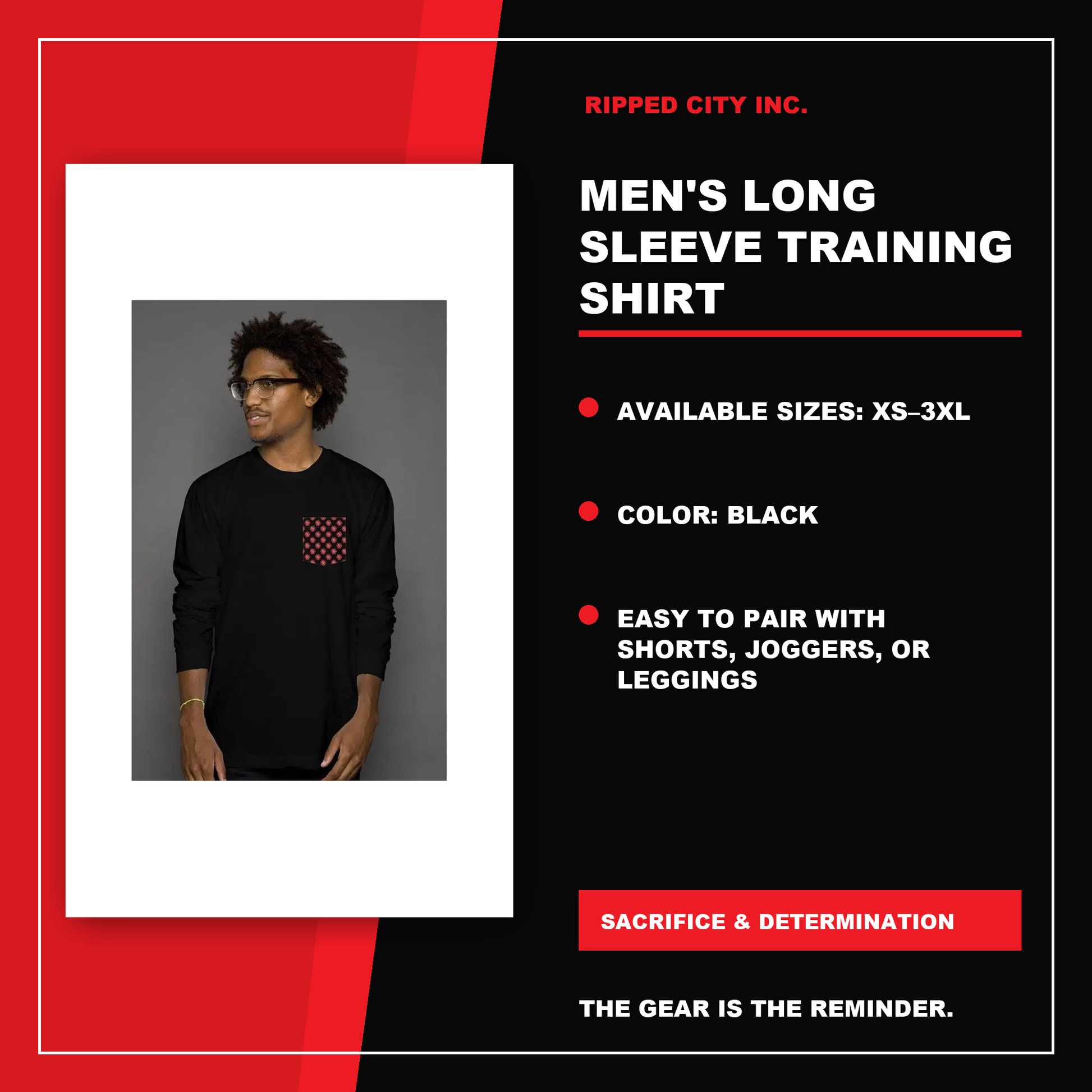 Men's Long Sleeve Training Shirt product details with current Ripped City product image, available options and verified listing information - Ripped City Inc premium gym apparel